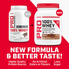 GNC Pro Performance 100% Whey Banana Cream scoop ready for shakes