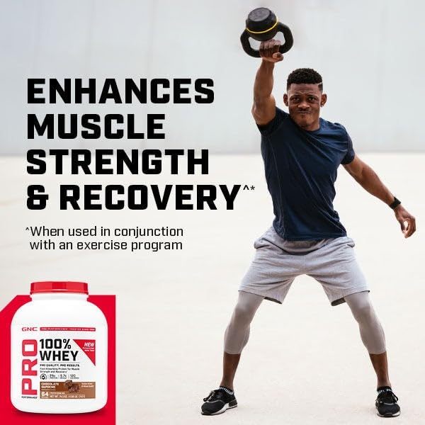 GNC Pro Performance 100% Whey Protein Powder 2.0 nutrition label highlights gluten-free formula