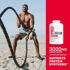 GNC Pro Performance Amino 3000 closeup highlights compact capsules