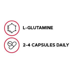 GNC Pro Performance L-Glutamine capsules ready for daily training support.