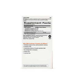 GNC Probiotic Complex Daily Need capsule close-up highlighting 50 billion cultures for digestive balance.