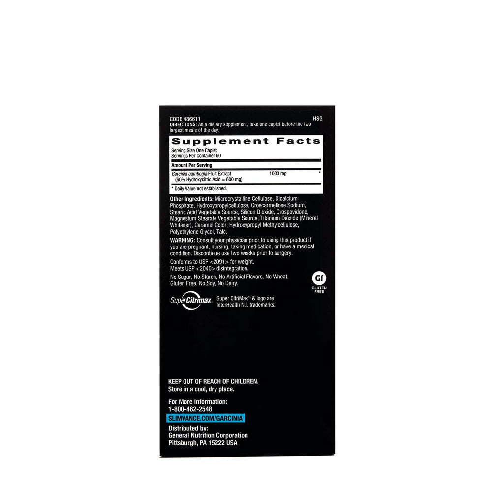 GNC Slimvance BodyDynamix dosage instruction showing caplet timing before meals.