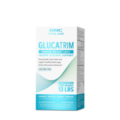 GNC Total Lean GlucaTrim bottle front view shows caffeine-free option