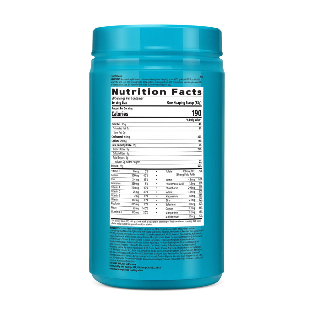 GNC Total Lean shake in glass showing prepared drink with chocolate peanut butter flavor