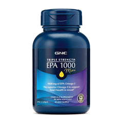 GNC Triple Strength Fish Oil EPA 1000 Mini bottle front view shows compact dosage.