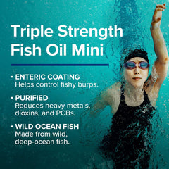 GNC Triple Strength Fish Oil packaging graphic shows gluten-free and no artificial flavors