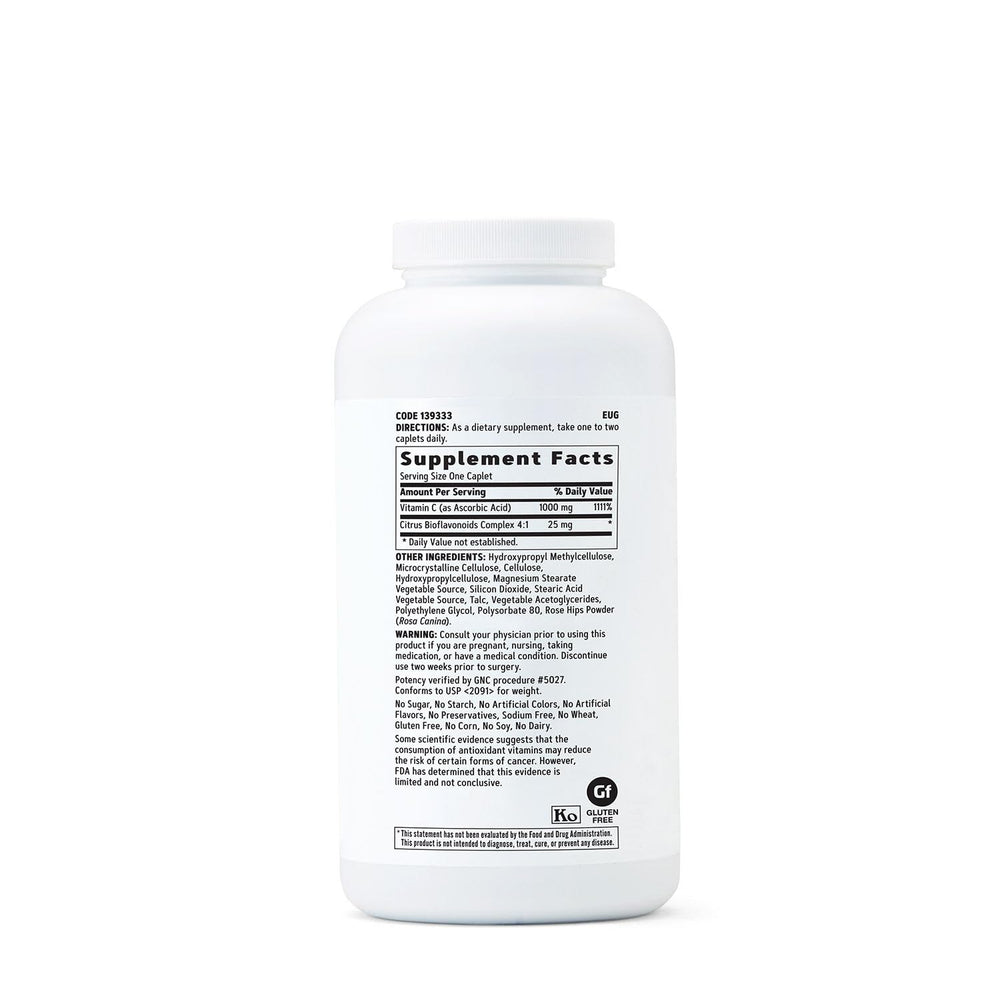 GNC Vitamin C 1000 MG capsules close-up, easy daily supplementation