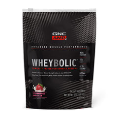 GNC Wheybolic Strawberry Cream powder supports muscle recovery and strength.