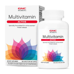 GNC Women’s Active Multivitamin bottle front highlights comprehensive nutrient support.