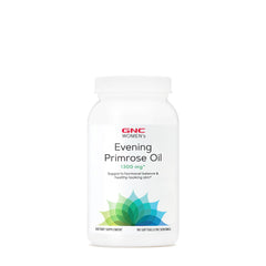 GNC Women's Evening Primrose Oil softgel bottle close-up for daily skin support.