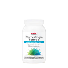 GNC Women's Phytoestrogen Formula bottle for daily menopause support.