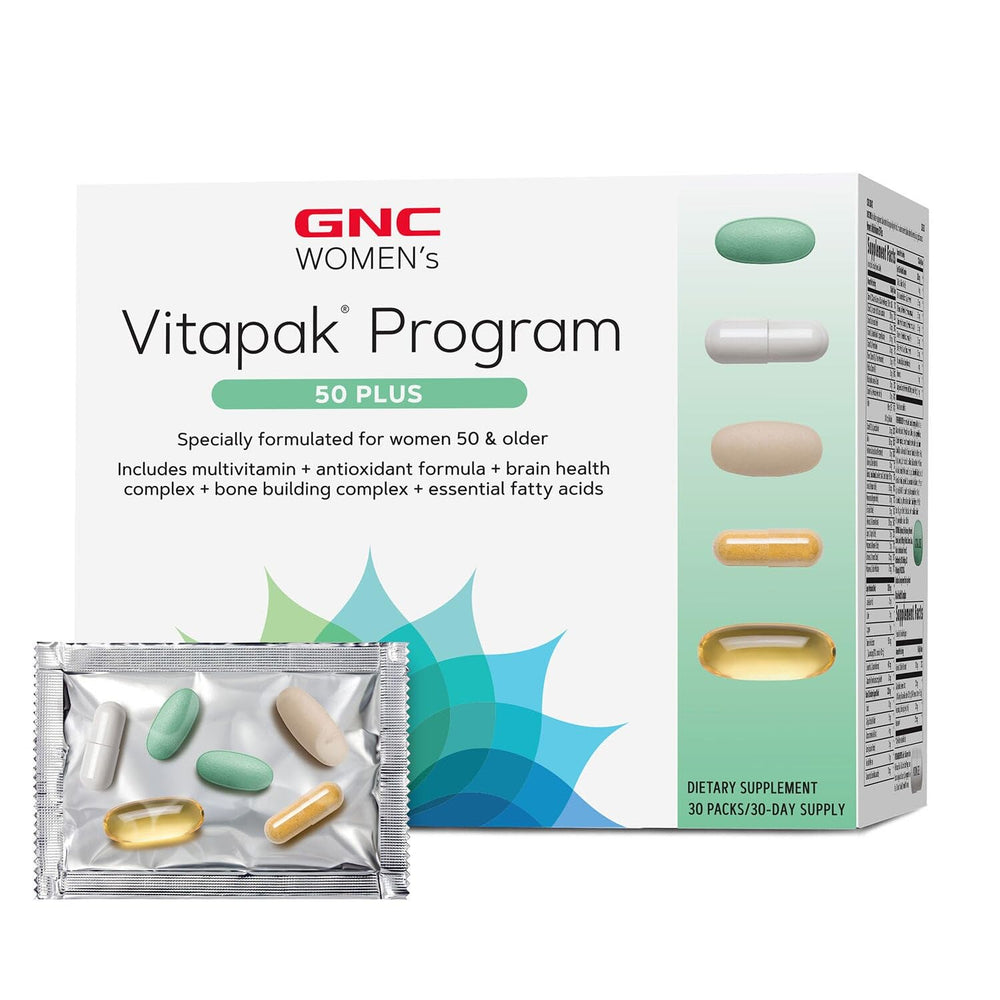 GNC Women’s Ultra Mega 50 Plus vitapak bottle front for daily wellness