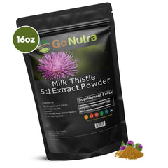 Go Nutra Milk Thistle Powder stirred into beverage for easy integration.