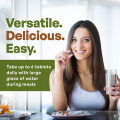 Go Nutra Spirulina tablets serving size panel guides a simple daily dose.