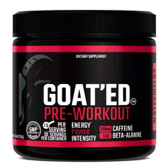 GOAT'ED Pre-Workout bottle front for focused training sessions