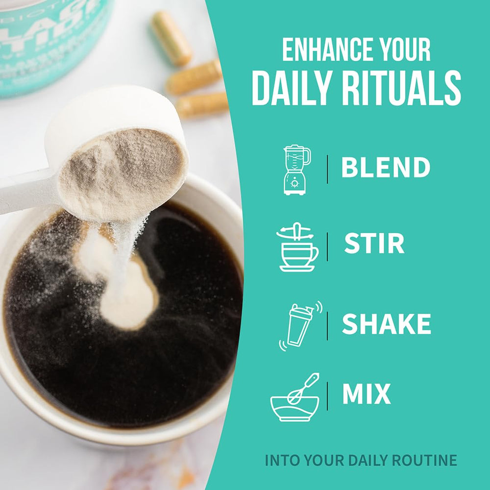 GOBIOTIX Collagen Powder dissolving in smoothie, silky texture