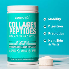 GOBIOTIX Collagen Powder lid close-up, high quality packaging