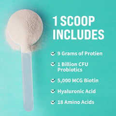 GOBIOTIX Collagen Powder tub label close-up, non GMO and pasture raised
