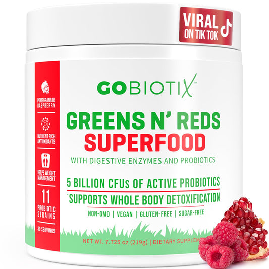 Gobiotix greens powder tub showcasing organic blend for daily nutrition