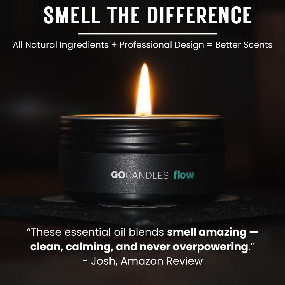GOCANDLES Chill tin ambience with warm, grounding scent.