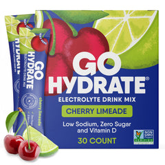 GoHydrate Cherry Limeade packet close-up for convenient hydration.