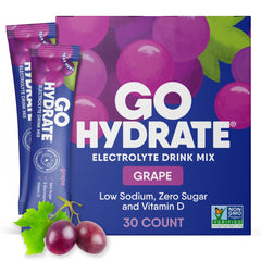 GoHydrate grape packet front view for on-the-go hydration