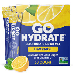 GoHydrate lemonade packets for quick on the go hydration.