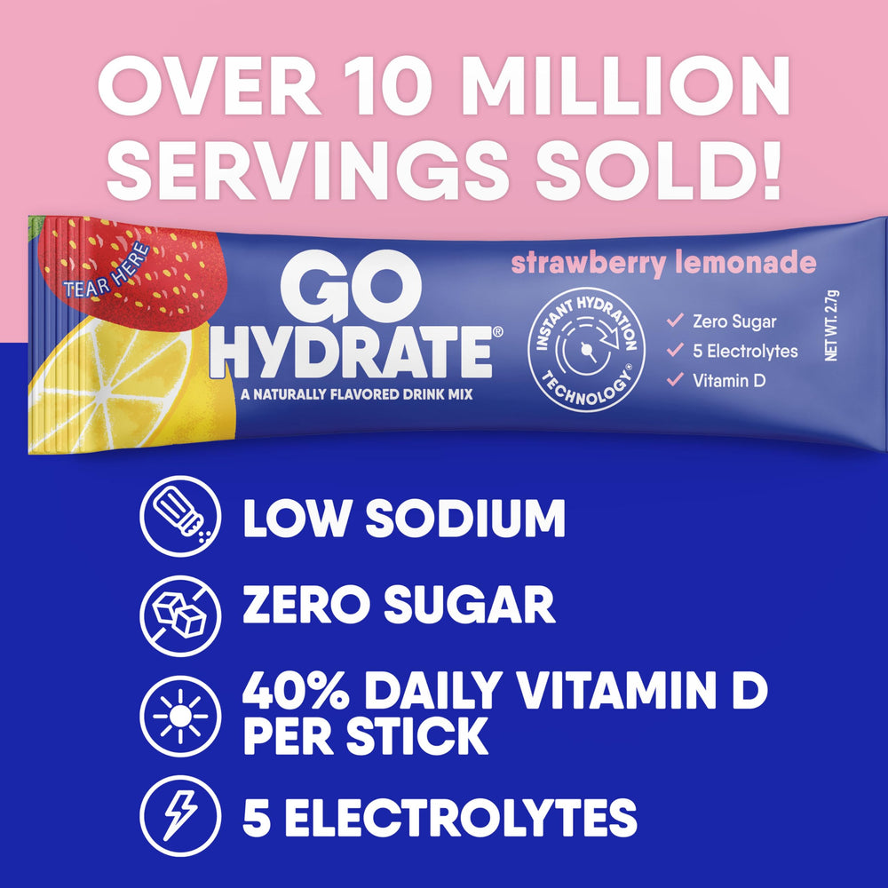 GoHydrate packets with vitamin D3 for daily nutrient support.