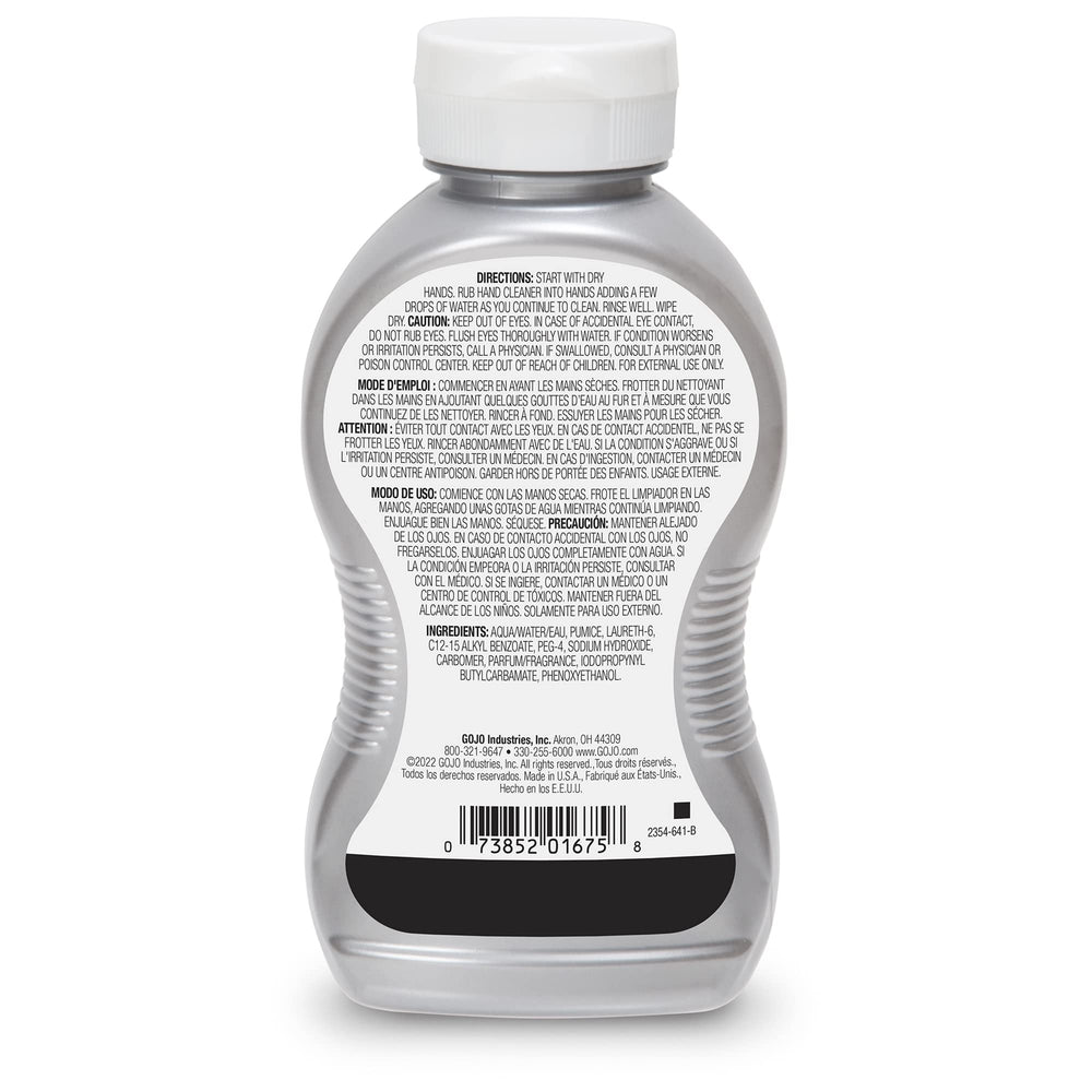 GOJO Cherry Gel Pumice Hand Cleaner bottle close-up showing pumice texture