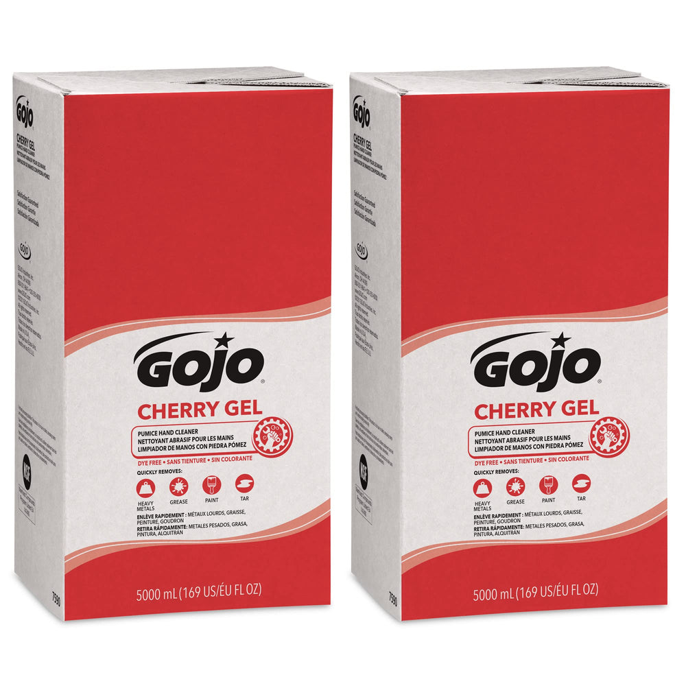 GOJO Cherry Gel Pumice refill 5000ml front view for easy restocking.