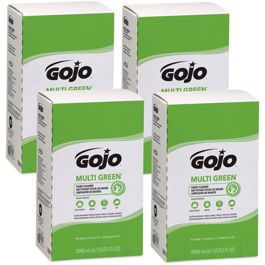 GOJO Multi Green hand cleaner with natural citrus pumice scrubbers remove embedded grime safely.