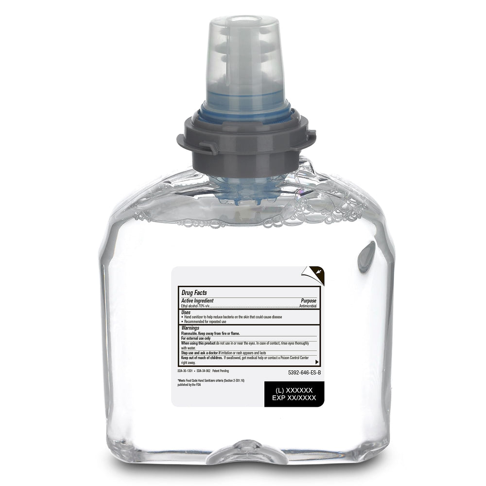 GOJO Purell refill with removable pump for easier recycling.