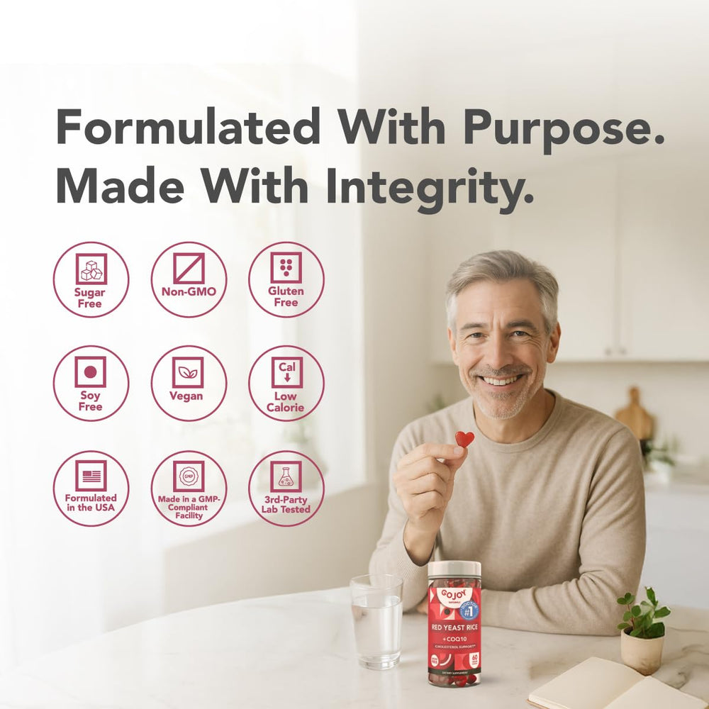 Nutrition panel shows 1000mg red yeast rice and 100mg CoQ10 per serving