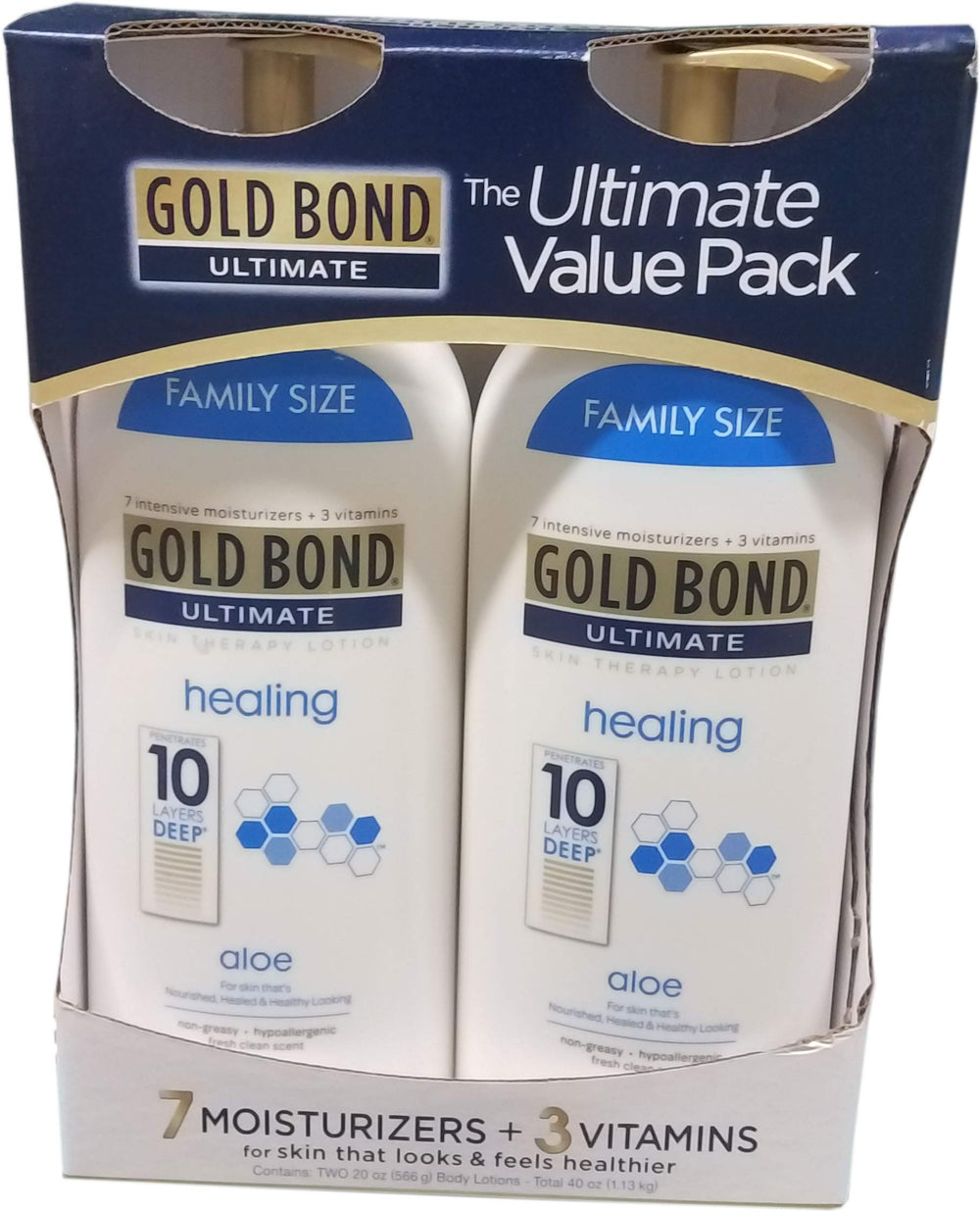 Gold Bond Healing Lotion bottle provides fast-absorbing hydration for dry skin