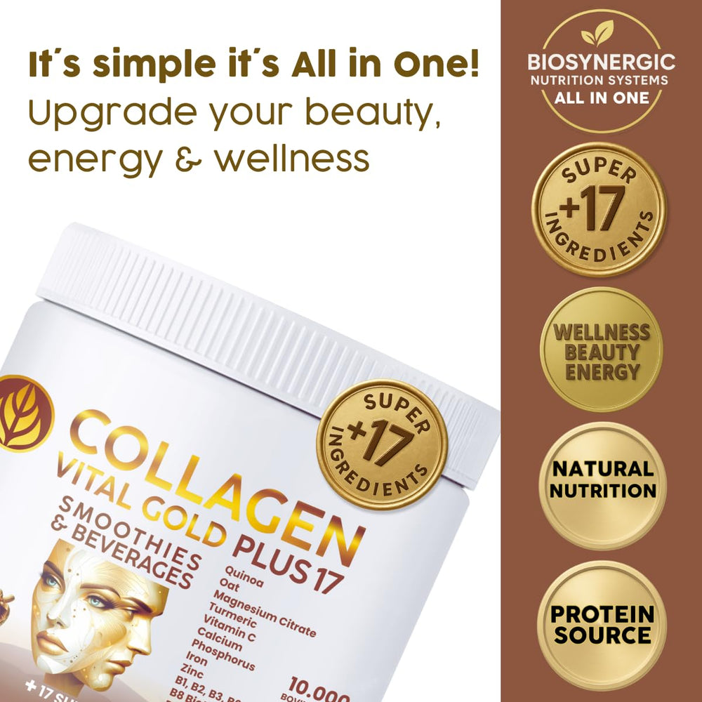 Gold Vital Life collagen powder cocoa pour captures rich flavor.