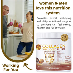 Gold Vital Life collagen powder in shaker for quick mix.