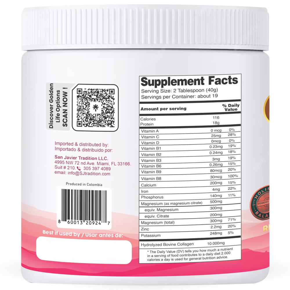 Gold Vital Life hydrolyzed peptides powder close-up emphasizing fast absorption and high bioavailability.