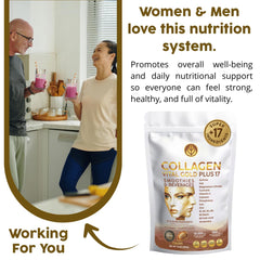 Gold Vital Life skin elasticity and hair strength support for a vibrant look.