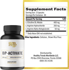 Golden After 50 BP-Activate bottle label with 800mg arginine and amino acids