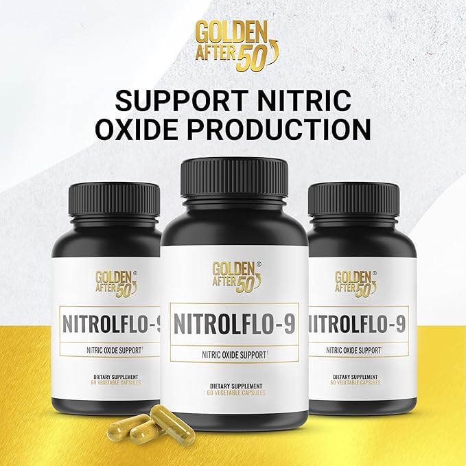 Packaging box of NitrolFlo-9 on countertop.