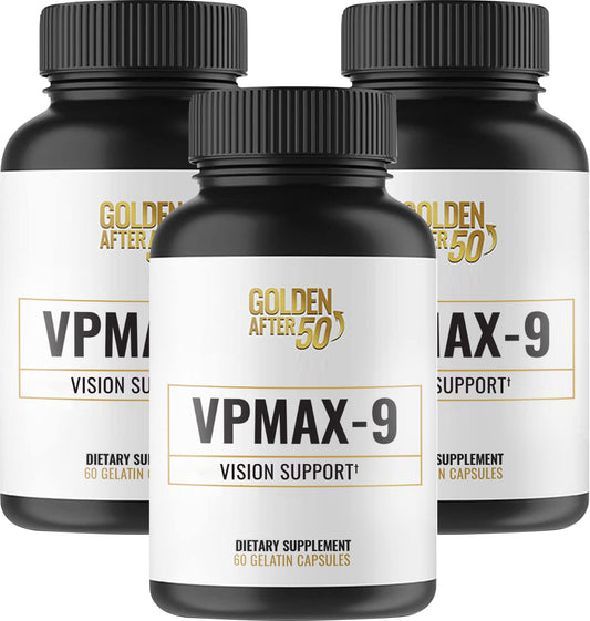 Golden After 50 VpMax-9 bottle pack for daily eye health support
