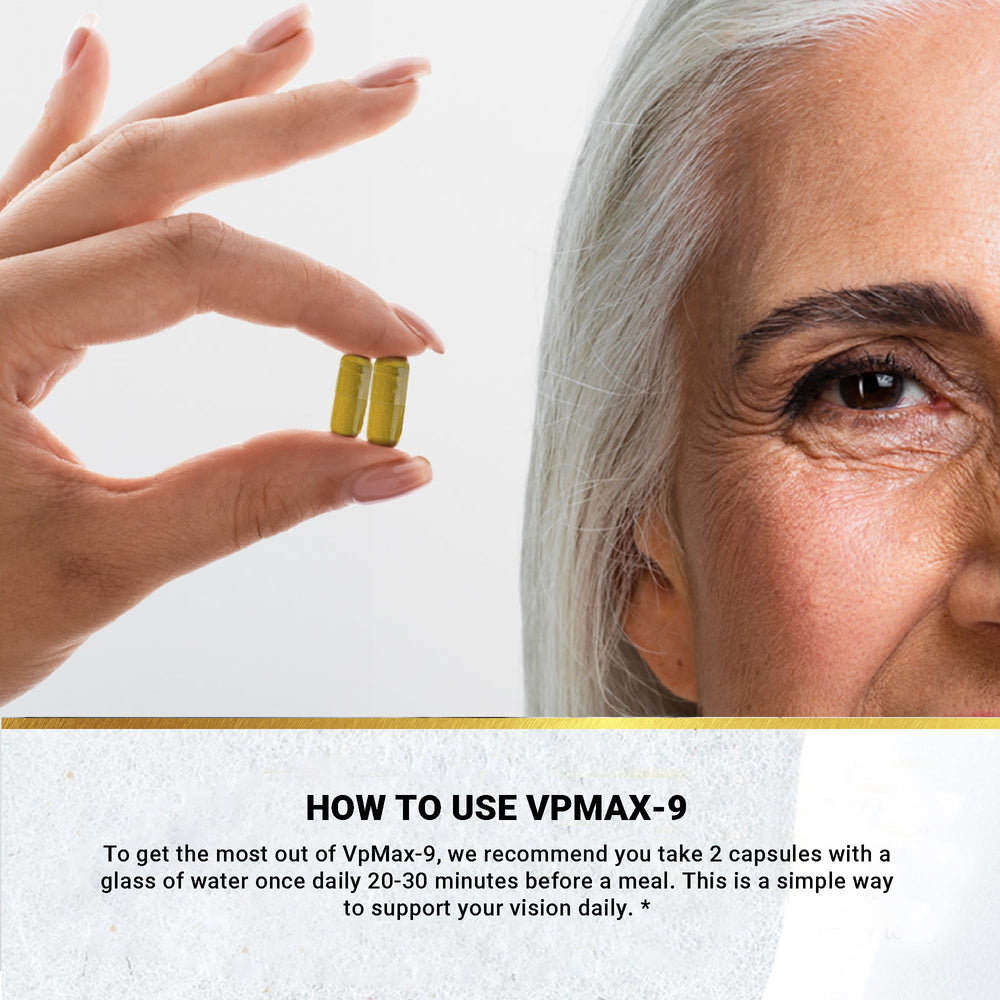 Golden After 50 VPMax-9 label close-up communicates branding and key benefits.