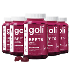 Goli Beets Cardio Gummies bottle front showing vegan, gluten-free formula