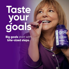 Close-up of Goli Dreamy Sleep Gummies highlighting lemon balm and magnesium