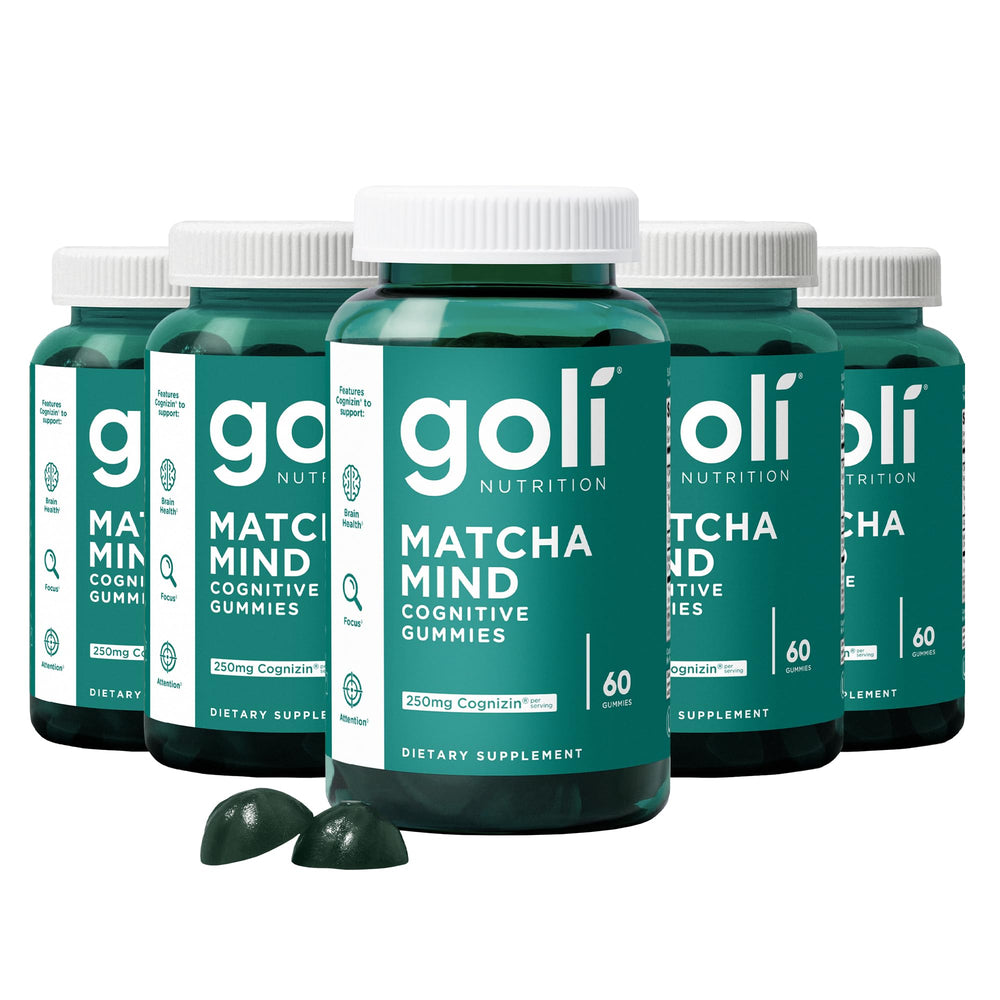 Goli Matcha Mind gummies pack shot for daily focus