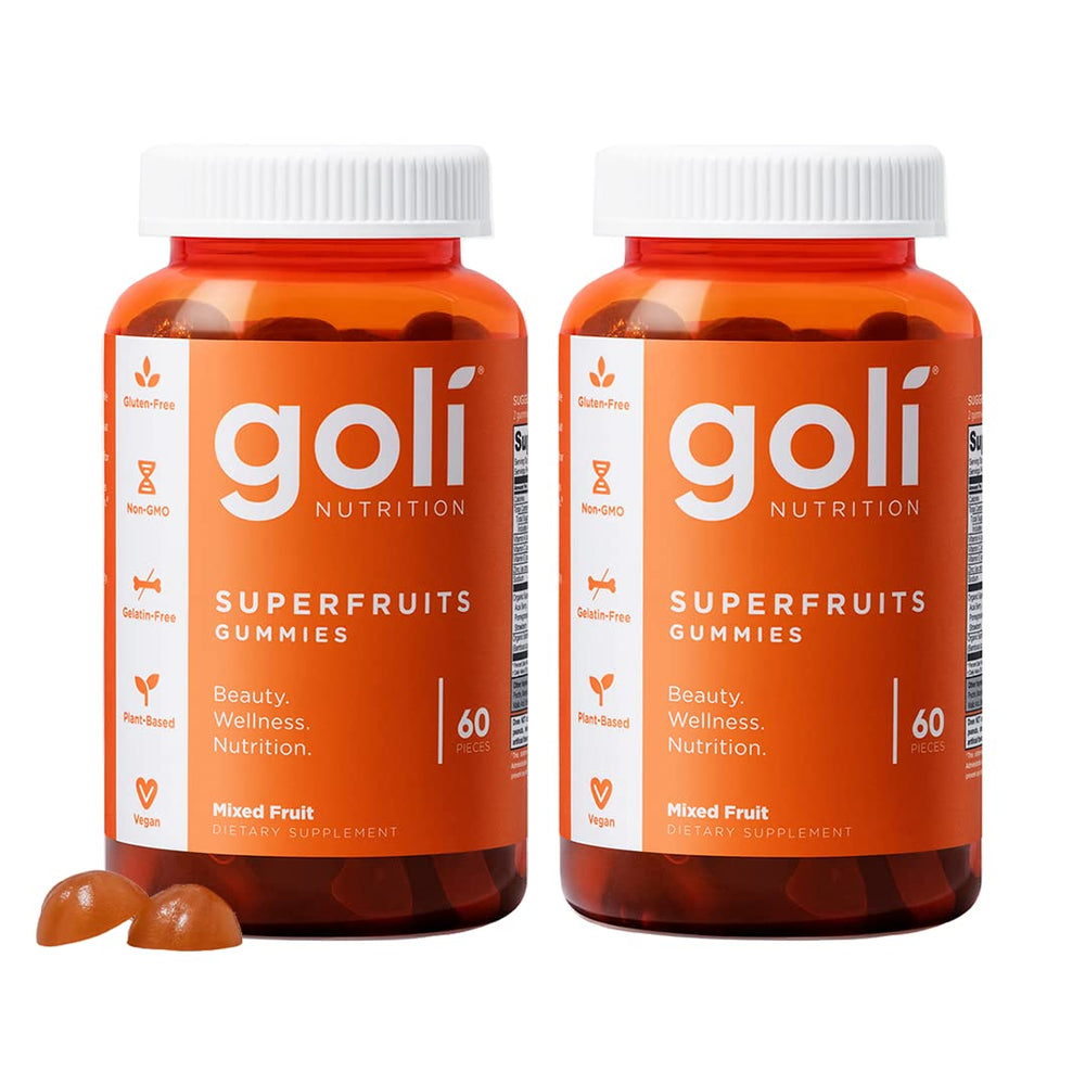 Goli Superfruits bottle front – vegan gummies with potential collagen support for healthy skin