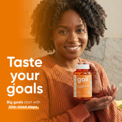 Goli Superfruits label closeup – Bamboo Silica and Vitamin C referenced for collagen formation