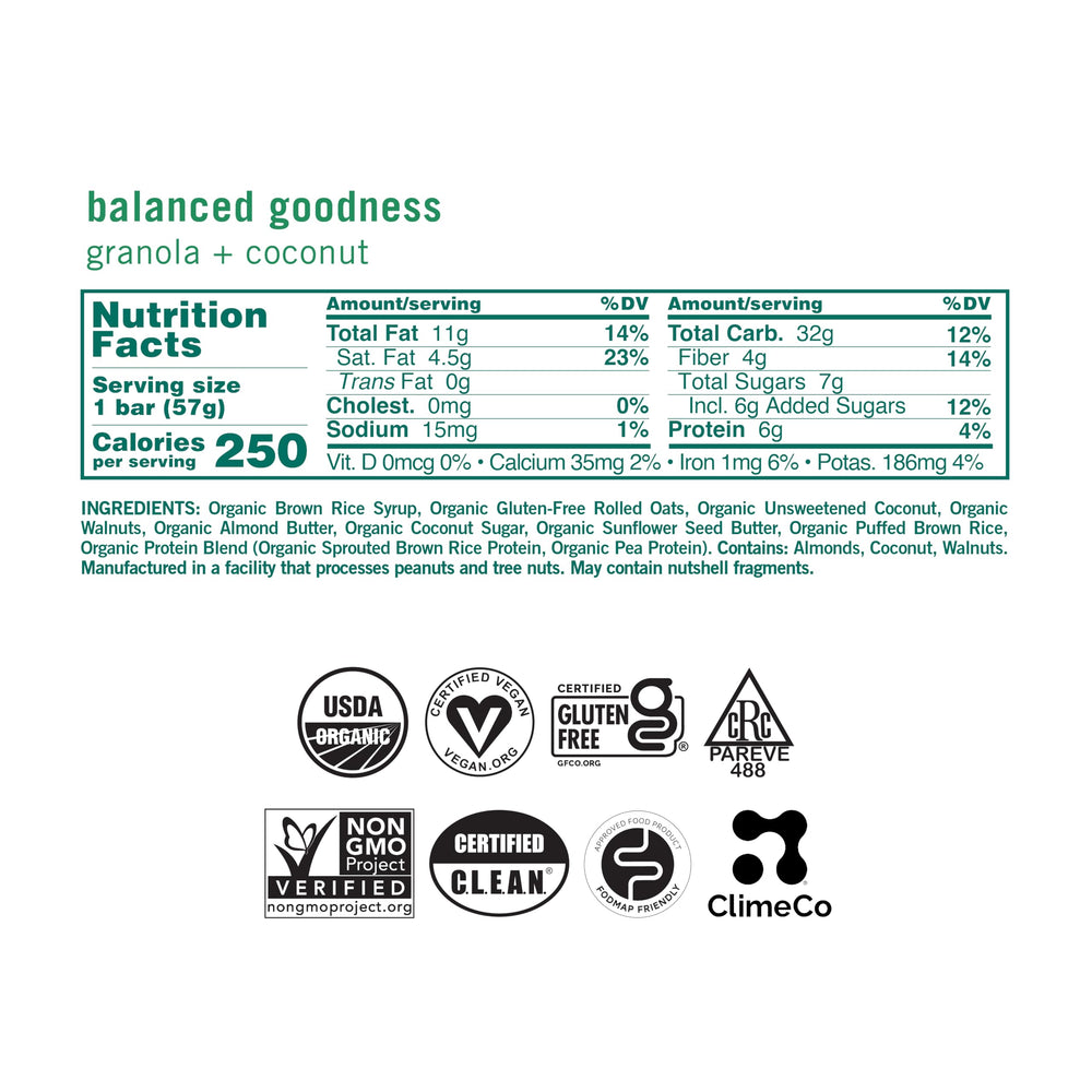 GoMacro MacroBar Granola + Coconut close-up of ingredients and texture for plant-based protein.