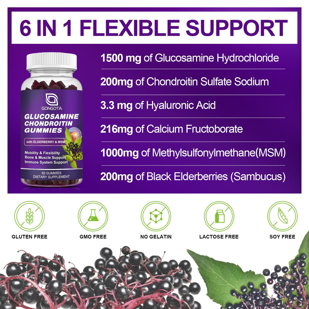 GONGOTA label emphasizes potent ingredients like glucosamine and chondroitin.