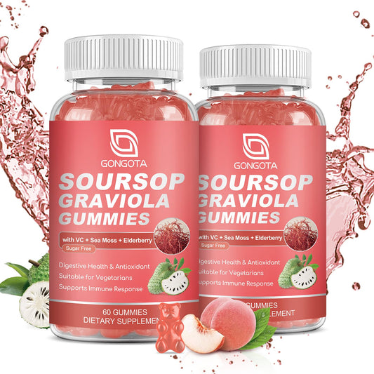 GONGOTA soursop gummies bottle front for immune support and daily wellness.
